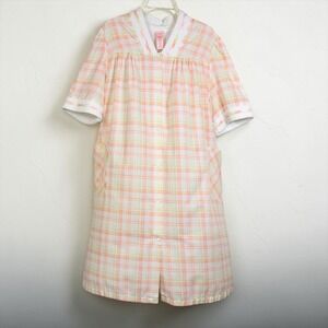 SECRET TREASURES Lightweight Short-Sleeve Pastel Plaid Dressing Gown, XL